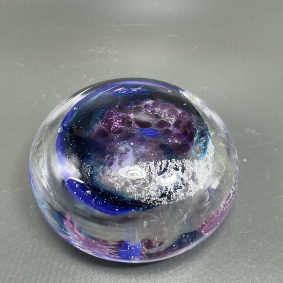 Venetian Italian Art Glass Paperweight Hand Blown With Silver Flecks Multicolor - Picture 13 of 15